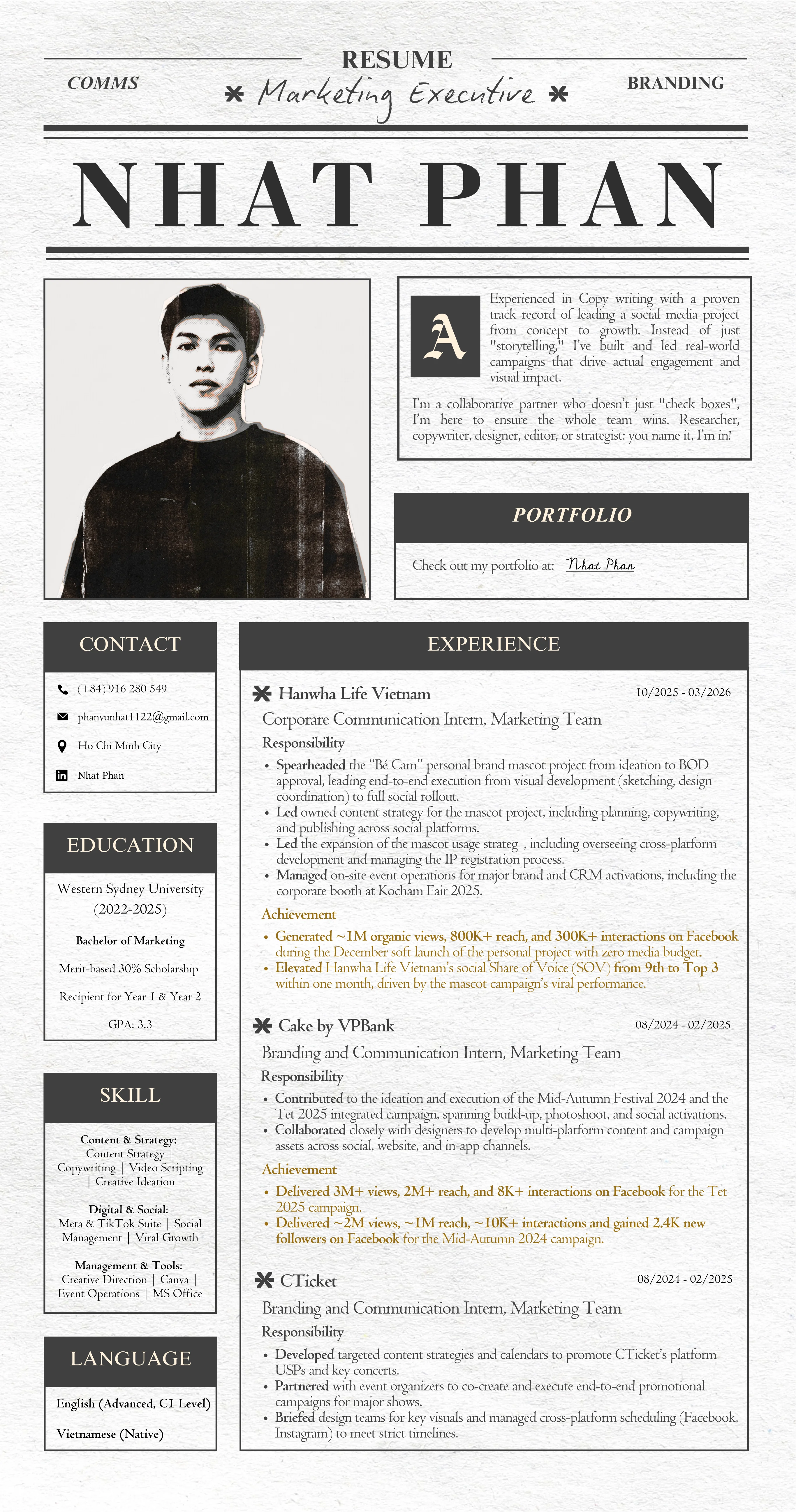 CV / Resume – Nhật Phan – Marketing Executive